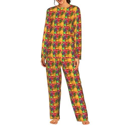 Pyjama femme manches longues Fresh Fruits contre le vêtement nuit rigide