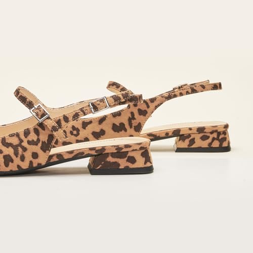 C.Paravano Women's Slingback Flats | Square Toe Slingback Flats for Women | Block Heel Sandals4