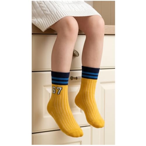 Image of Colourful Socks for Kids, Crew length, Soft Pure Cotton, Lightweight & Breathable, 1 to 9 Years, Pack of 5, Designer socks