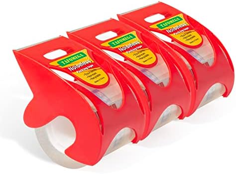Packing Tape with Dispenser Clear Noiseless Packaging Tape for Shipping Moving Strong Sealing Adhesive Industrial Depot Tapes for Storage 1.96 inch x 33 Yards 1” Core 3 Pack