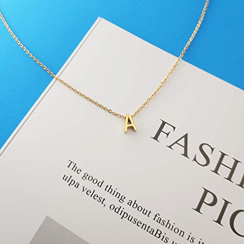 Momol Tiny Initial Necklace, 18K Gold Plated Stainless Steel Initial Necklace Dainty Personalized Letter A Necklace Minimalist Delicate Small Monogram Name Necklace For Women Girls #TOP5