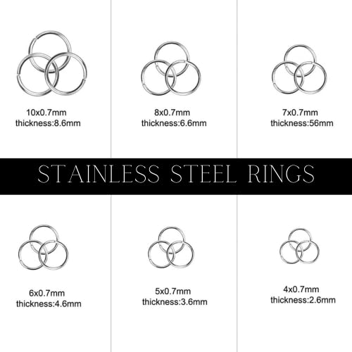Qsaab Easy Open Jump Rings For Jewelry Making 1700 Pcs 4Mm To 10Mm Storage Box With 12 Separate Compartments For Each Size, Silver Jump Rings For Keychains, Earring, Necklace(4Mm,5Mm,6Mm,7Mm,8Mm,10Mm) #TOP1