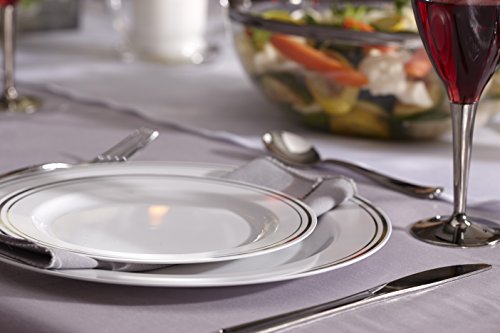 Mozaik Premium Plastic Silver Banded Service For 8 With Assorted Cutlery, 40 Pieces #TOP6