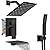 Midanya Rain Shower System Tub Shower Faucet Set Square Rainfall Head with Handheld Sprayer and Waterfall Tub Spout Rough-in Valve Included,8 Inch Matte Black
