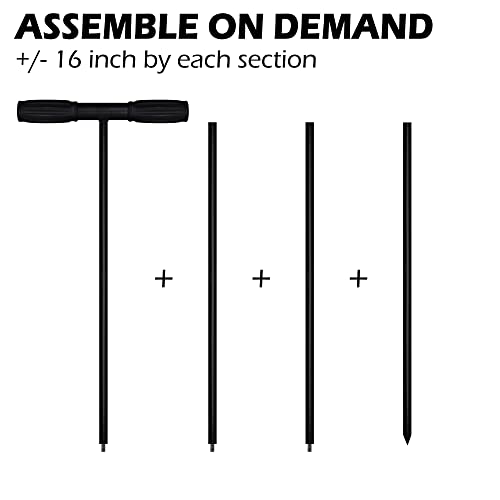 64 Inch Metal Ground Soil Probe Rod- Adjustable Soil Sample Probe- T-Handle Septic Tank Locator For Tile Probing, Soil Compaction, Locating Underground Pipes, Gardening, Landscaping #TOP1