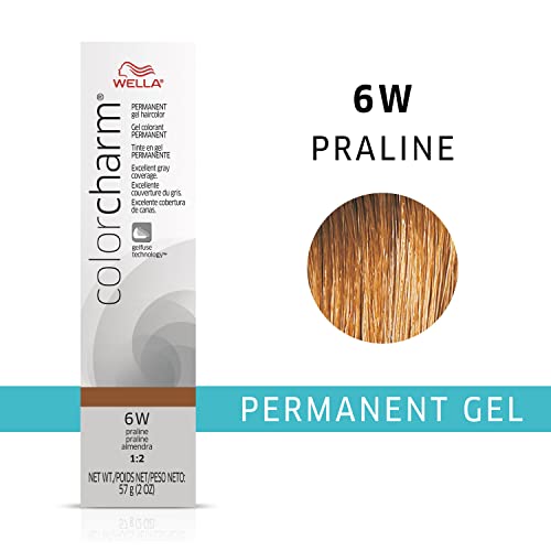 Wella Colorcharm Permanent Gel, Hair Color For Gray Coverage, 6W Praline #TOP1