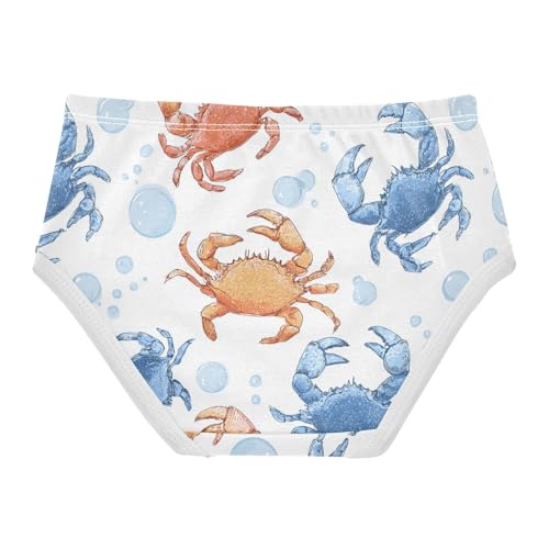 Wusikd Blue Orange Crabs White Girls' Underwear Cotton Girls Briefs Soft Toddler Underwear 2T2