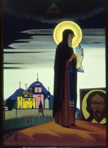 Tableau St Serge de Radonezh par Roerich impression d'art sur toile pour mur 60x90cm