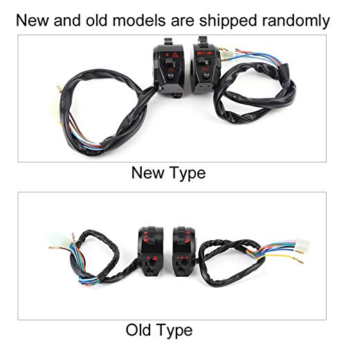 Motorcycle Handlebar Switch, 12V DC 1 Pair Motorcycle Handlebar Horn High/Low Beam Turn Signal Switch Control Left Right Side Handlebar Switch Control, Fits 7/8" Diameter Handlebars, Black - Thumbnail 5