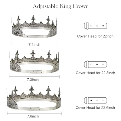 TOBATOBA King Crowns for Men - Medieval Renaissance Costume Accessories for Birthday, Prom, Halloween, Cosplay