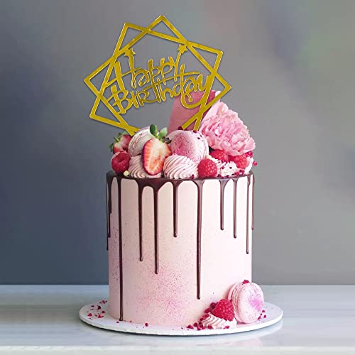 40 Pcs Gold Happy Birthday Cake Topper Acrylic Birthday Cupcake Topper Cake Pick Decorations For Birthday Party Cake Desserts Pastries 20 Styles #TOP2