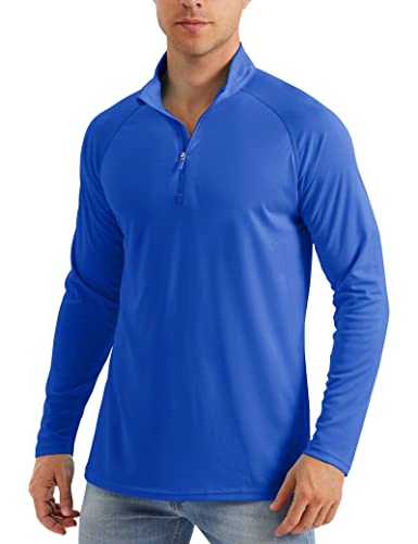 Sun Protection Shirt Men Long Sleeve Rash Guard Shirt Long Sleeve Running Shirts For Men Outdoor Shirts For Men Hiking Tees Dark Blue #TOP16