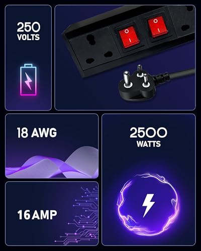 Image of MX 16 Amp Extension Cord Electric Board with 30m Heavy Duty Wire | 250V Power Extension Board | 16A /20A Socket with Dual Switch for Home & Office Appliances