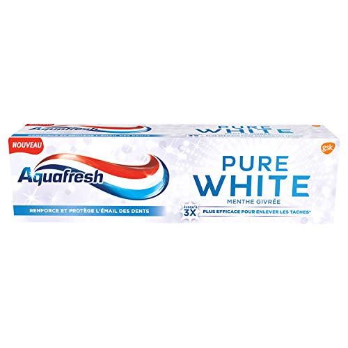 Aquafresh Dentifrice Pure White Menthe Givrée, Renforce et Protège l'Émail Des Dents, Pour Enlever Les Taches Cover