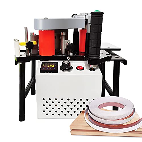 MSfullsea Woodworking Edge Bander Banding Machine Portable Edge Bander Curve Straight Edge Banding Machine Adjustable Speed 5-10m min 110V