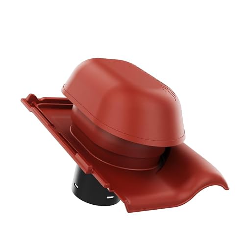 KRONO-PLAST Sanitär-Entlüftungskamin 125 für Tondachziegel Roben Monza Dachziegel Lüfter Dachlüfter (Rot)