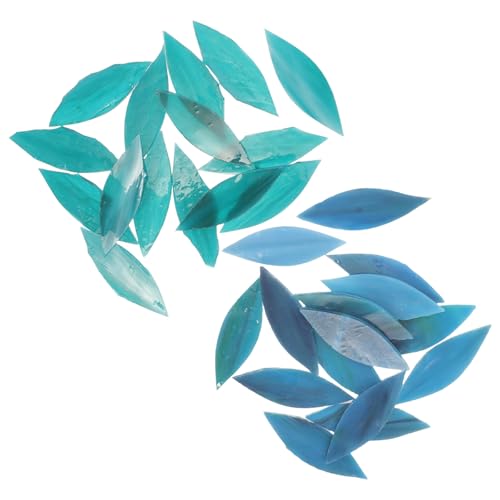 Cabilock 30 Pezzi Piastrelle di Vetro a Mosaico Forma Foglia Traslucide Materiali per Artigianato Fai da Te Pezzi Smaltati Lucidati per Cornici e Decorazioni Creative