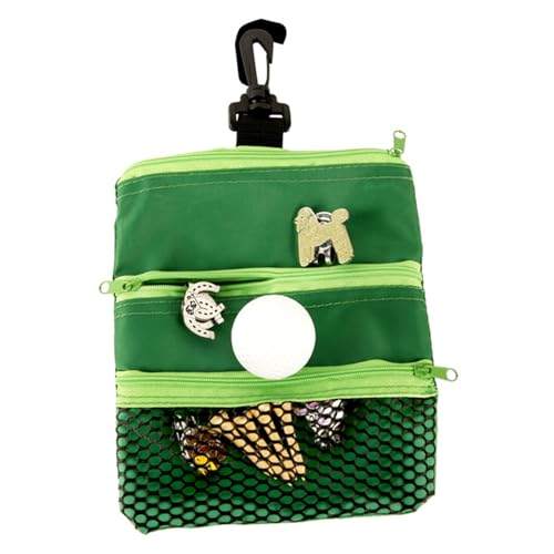Hedmy Lightweight Golf Tee Pouch - Dual Function Waist Pack & Cart Hanger, Keep Gear Organized Green 20 * 16.2CM