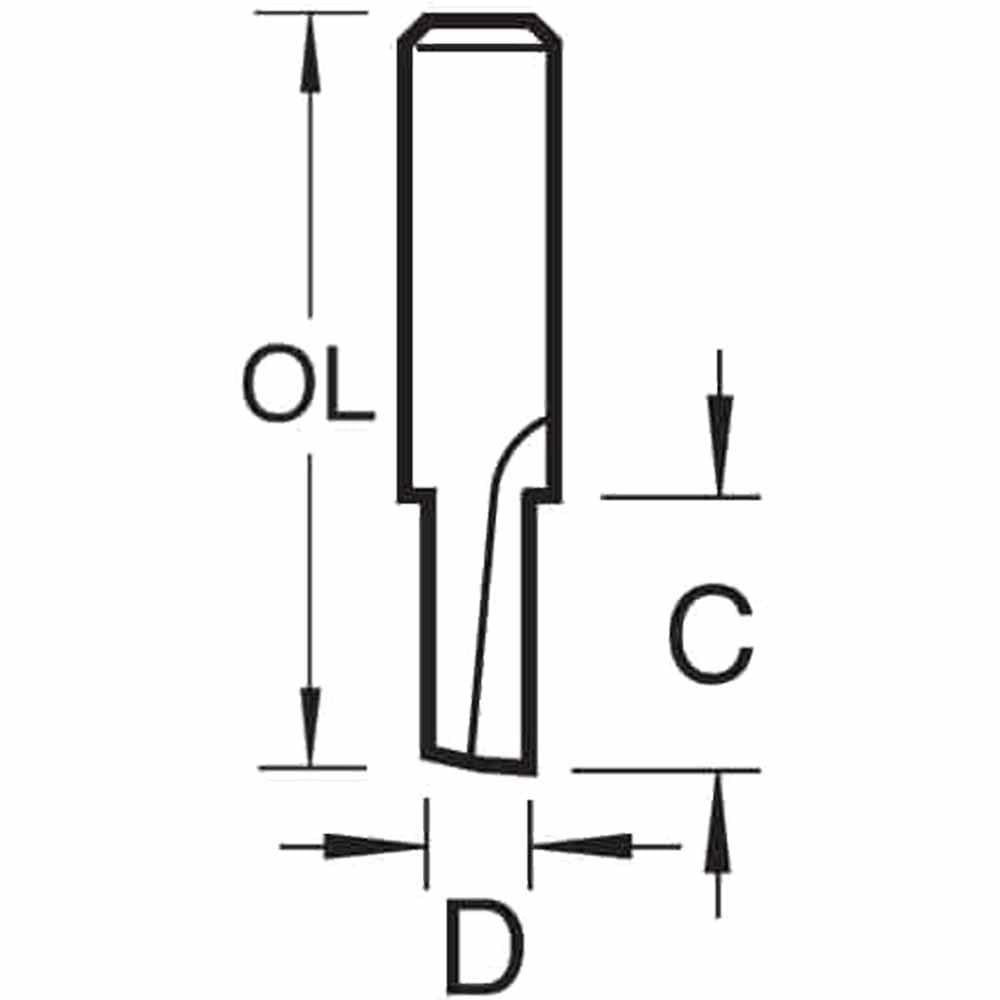 Trend Professionnel Fraise à défoncer à une dent, Queue de 1/4 pouce, Diamètre de coupe 1,5 mm, Longueur de coupe 6 mm, Pointe en carbure de tungstène, 2/01X1/4TC