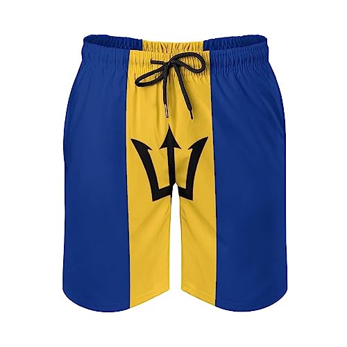 Flag of Barbados Mens Swim Trunks Quick Dry Beach Shorts Casual Sports Board Shorts Swimwear with Pocket2