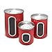 Fortune Candy Canister Set for Kitchen 3 Pieces Stainless Steel Food Storage Canisters with Airtight Lid Multi-purpose Kitchen Canister, Red
