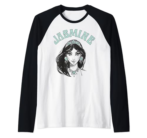 T-shirt baseball raglan Disney avec portrait croqué de Jasmine d'Aladin