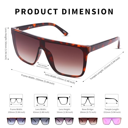 Square Oversized Sunglasses for Women Men Trendy Flat Top Fashion Shield Shades2