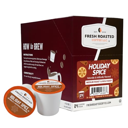 Fresh Roasted Coffee, Holiday Spice, Flavored Coffee Pods, K-Cup Compatible,