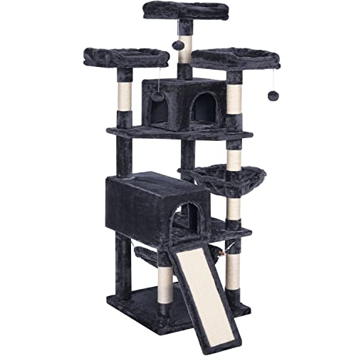 Bewishome 64.5Inches Cat Tree For Indoor Cats Multi-Level Cat Tower With Scratching Posts, Board, Cozy Plush Perches Cat Condo For Large Cat Play House Mmj20H #TOP6
