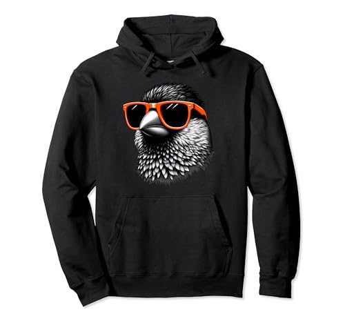 Cool Grosbeak Bird Wearing Sunglasses Graphic Art Pullover Hoodie
