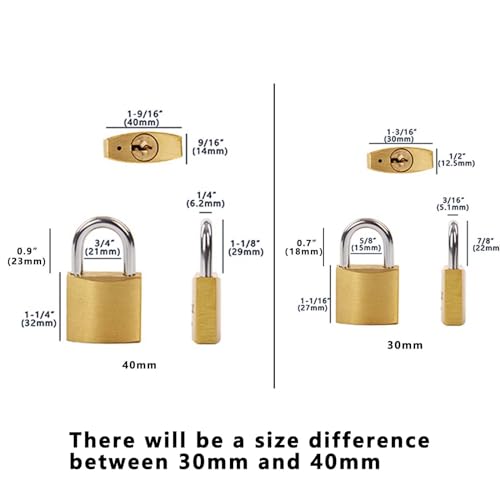 Sepox NBHPL1202 ® 6 Pcs Pack Heavy-Duty Solid Brass Padlocks With Same Keys 9 Pcs, Weather Proof Body 40Mm 1-9/16", Anti-Rust & Anti-Cut Shackle, Outdoor Lock Keyed Alike thumb #2