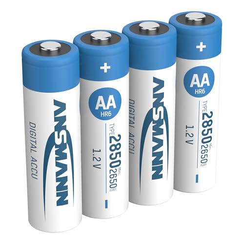 Ansmann AA Rechargeable Batteries [Pack of 4] 2850 mAh NiMH High Capacity AA Type Size Battery Digital Equipment's, Cameras, Flash Units, Speakers, Microphones