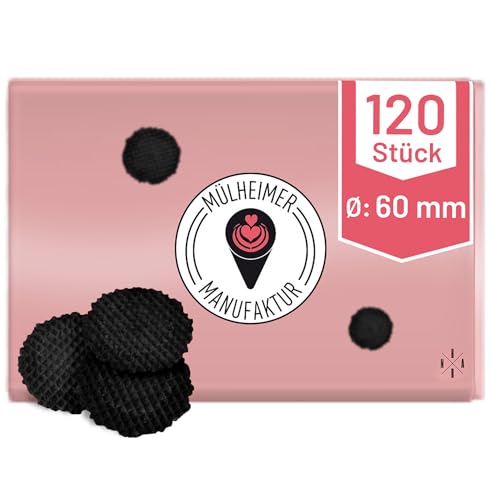 Cono per gelato Nero | Ø60mm | 120 pezzi | Bottoncini di cialda croccanti per decorare coppe gelato, frullati & Co.