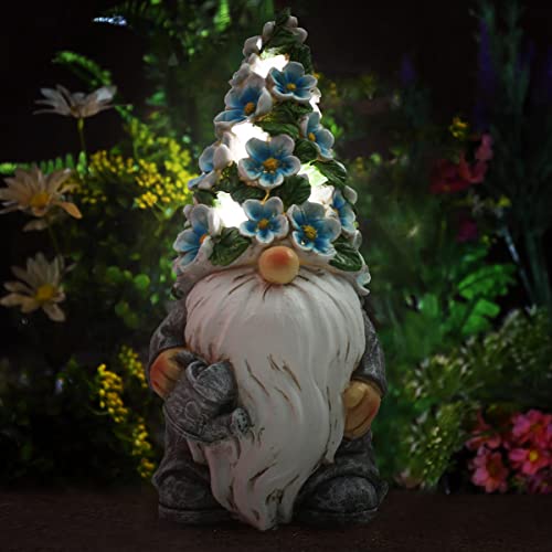 Suyorpe Garden Gnome Statue Combination- Resin Gnomes Figurine -Outdoor Decorations -Solar Gnomes Garden Decorations -Spring Decor Patio Yard Lawn Porch, Ornament Gift #TOP7