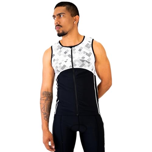SLS3 Camiseta de triatlón con cremallera para hombre | Camiseta | Tops | FX Tri Jersey, Blanco, S
