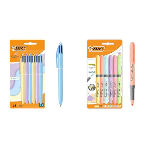 BIC 4 Couleurs Pastel corrige les notes illisibles grâce aux surligneurs biseautés Grip