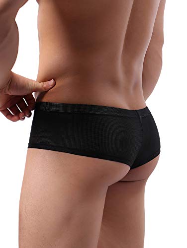 Ikingsky Men's Cheeky Thong Underwear Mini Cheek Boxer Briefs Sexy Brazilian Back Mens Underpanties (Medium, 6 Pack) #TOP19