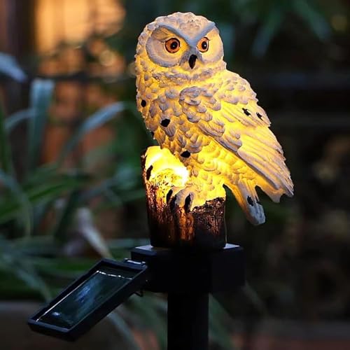 UYGTHI Garden Owl Shape Light, LED SolarGarden Light Owl Lawn Lamp Waterproof Solar Led Lights Outdoor Yard Garden Creative Solar Lamps (White)