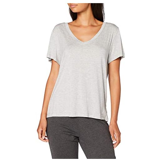 Calvin Klein Dam S/S V-ringad pyjamas topp, grå ljunga, L