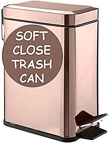 Homie Soft Close, Rectangular Bin 5L with Anti - Bag Slip Liner and Lid, Use as Mini Garbage Basket, Slim Trash Can, or Decor in Bathroom (Matte Black)