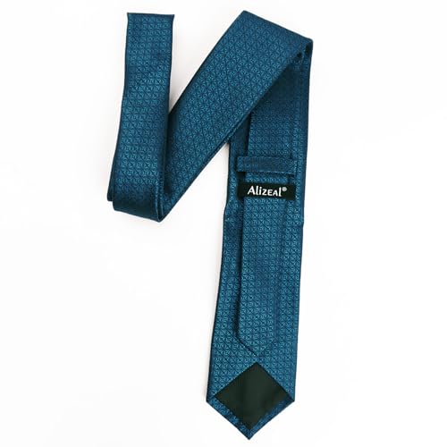 Image of Alizeal Mens Vintage Solid Plaid Tie with Pocket Square 3.15inches Necktie Set