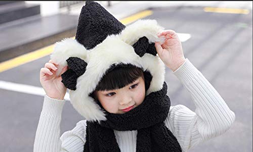 Kids Toddler Cartoon Fleece Hat Gloves Scarf 3 in 1 Set Girls Boys Winter Cute Warm Long Hoodie Earflap Hat2