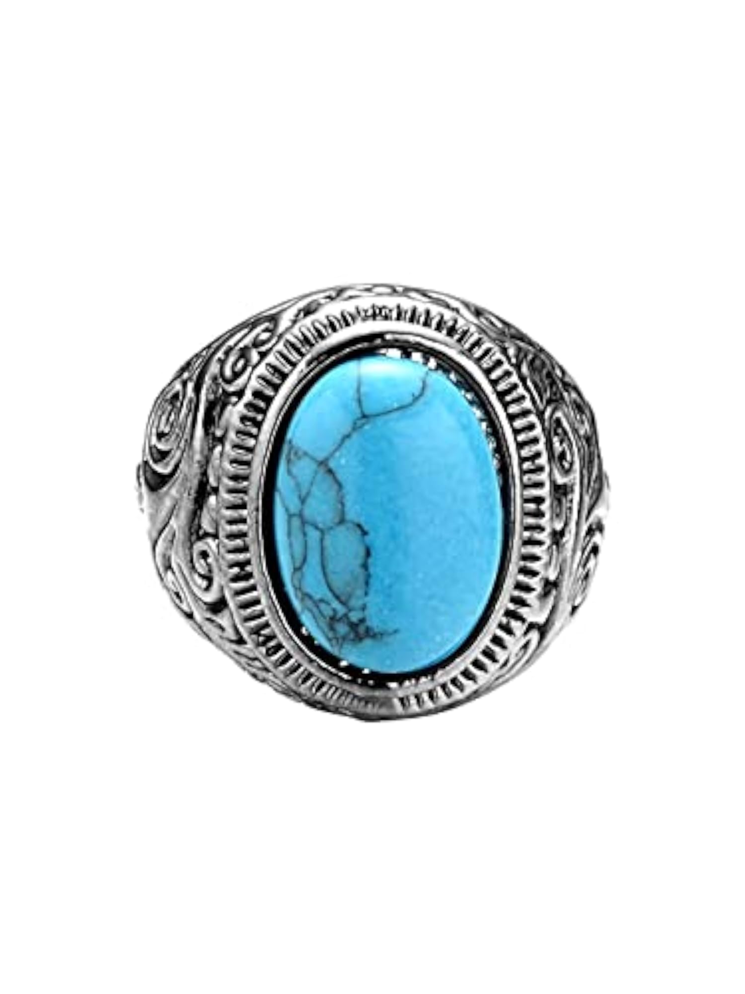 Stainless Steel Silver Stoned Band Ring (Style-5)