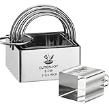 4 Pieces Square Cookie Cutters - 2inch, 2.25inch, 2.75inch, 3.15inch Stainless Steel Biscuit Cutter with Handle and Big Ring, Professional Baking Dough Cutter Tools for Cakes, Sandwiches