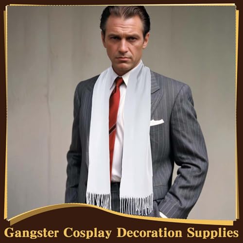 Jjunw 598471_1_5TM03FQL Men Retro Scarf Wif Tassels Halloween Costume Scarf Men Women Costume Accessory 1920'S Gangster Cosplay Party Decoration Supplies thumb #3