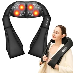 Massageapparaat, Nackenmassagegerät mit Wärmefunktion, Elektrisches Shiatsu-Massagegerät für Nacken-, Halswirbelsäulen- und Schultermassage, 3D-Rotation, Geschenkidee für Frauen und Männer