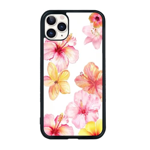 qizjio Summer Phone Case Shockproof Protective Hibiscus Flower Phone Cases for iPhone 11 Pro