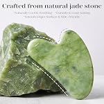 BAIMEI Gua Sha Outil Facial pour Self Care, outil masseur pour le visage et le corps, masseurs dos manuels,Fabriqué en Xiuyan Jade, soulager les tensions et réduire les puffines-vert