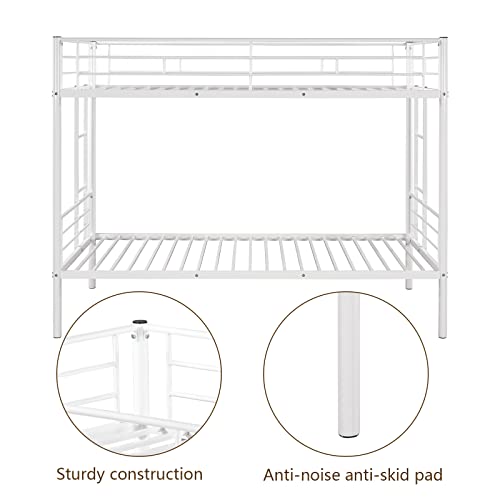Calabash Twin Bunk Bed,Metal Bunk Beds Twin Over Twin,Heavy Duty Twin Size Beds With 2 Ladder For Boys Girls Teen Adult Kids (White) #TOP3