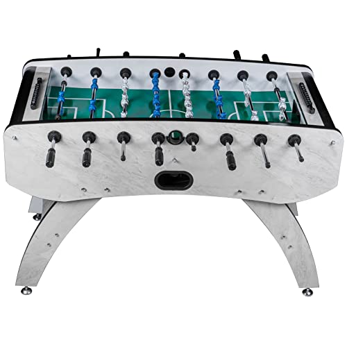 RAMROXX Fußball Tischkicker Design Weiss grünes Spielfeld Figuren Blau Weiss 80kg – Bild 3